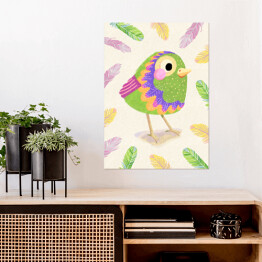 Plakat Ilustracja - zwierzątka - tęczowe ptaszki 