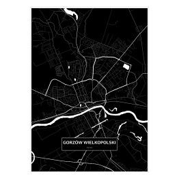 Plakat samoprzylepny Mapa Gorzowa Wielkopolskiego czarno-biała