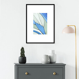 Plakat w ramie Skrzydło motyla w odcieniach błękitu, bieli i szarości