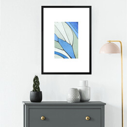 Obraz w ramie Skrzydło motyla w odcieniach błękitu, bieli i szarości