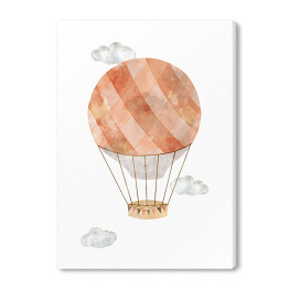 Obraz na płótnie Akwarelowy balon w kolorach rdzawym i szarym w chmurach
