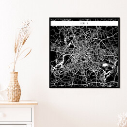 Plakat w ramie Mapy miast świata - Berlin - czarna