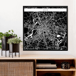Obraz w ramie Mapy miast świata - Berlin - czarna