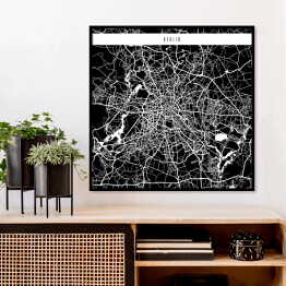 Plakat w ramie Mapy miast świata - Berlin - czarna