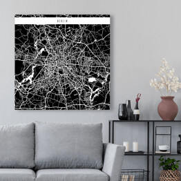 Obraz na płótnie Mapy miast świata - Berlin - czarna