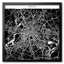 Obraz w ramie Mapy miast świata - Berlin - czarna
