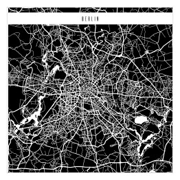 Plakat samoprzylepny Mapy miast świata - Berlin - czarna