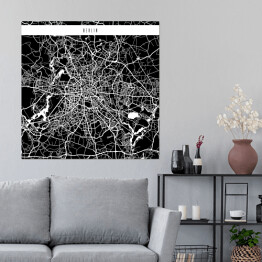 Plakat samoprzylepny Mapy miast świata - Berlin - czarna
