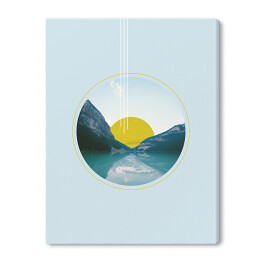 Obraz na płótnie Geometria i natura - zachód słońca nad jeziorem w górach