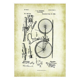 Plakat samoprzylepny C. E. Duryea - patenty na rycinach vintage