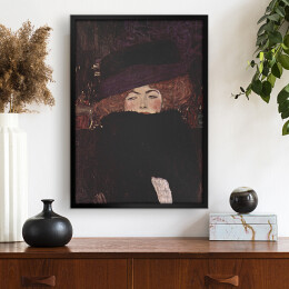 Plakat w ramie Gustav Klimt "Kobieta w kapeluszu i boa z piór" - reprodukcja