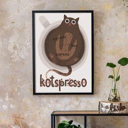 Plakat w ramie Kawa z kotem - kotspresso