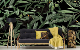 Fototapeta winylowa zmywalna Malowane ptaki kosy zamieszkujące gaj oliwny 